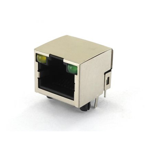 MODULAR JACK 8P8C DIP 90° DEPTH=15.75mm WITH LED BLACK INSULATOR SPLIT FOOT Manufacturers in Delhi