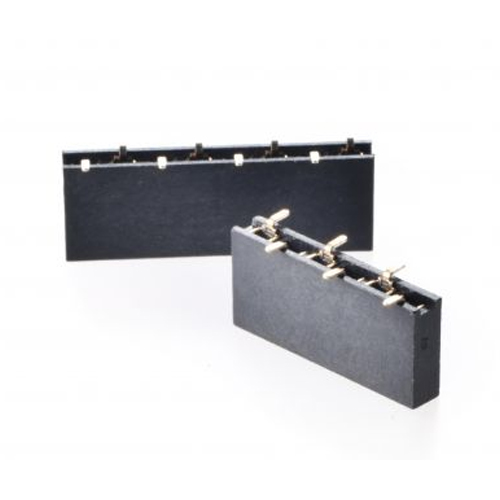 2.54mm FEMALE HEADER SMT 180° BOTTOM ENTRY WITHOUT POST SINGLE ROW TOTAL HEIGHT=7.5mm Manufacturers in Delhi