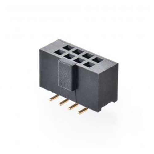 2.54mm FEMALE HEADER SMT 180° WITHOUT POST PLUS VOID 4PINS WITH POLARIZING RIB DUAL ROW Manufacturers in Delhi
